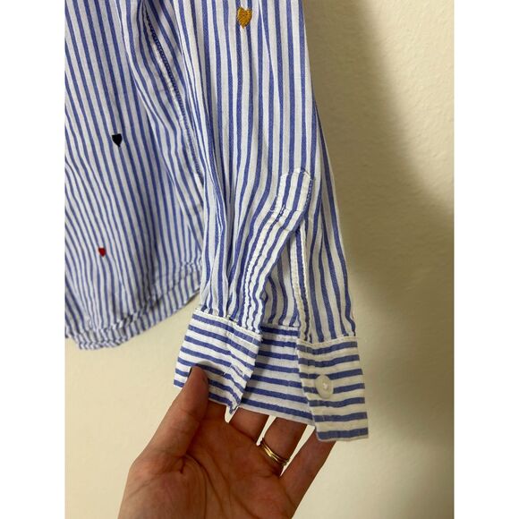 Rails Button Down Womens M Striped with little hearts preppy minimal - AS IS‎ - Picture 3 of 9